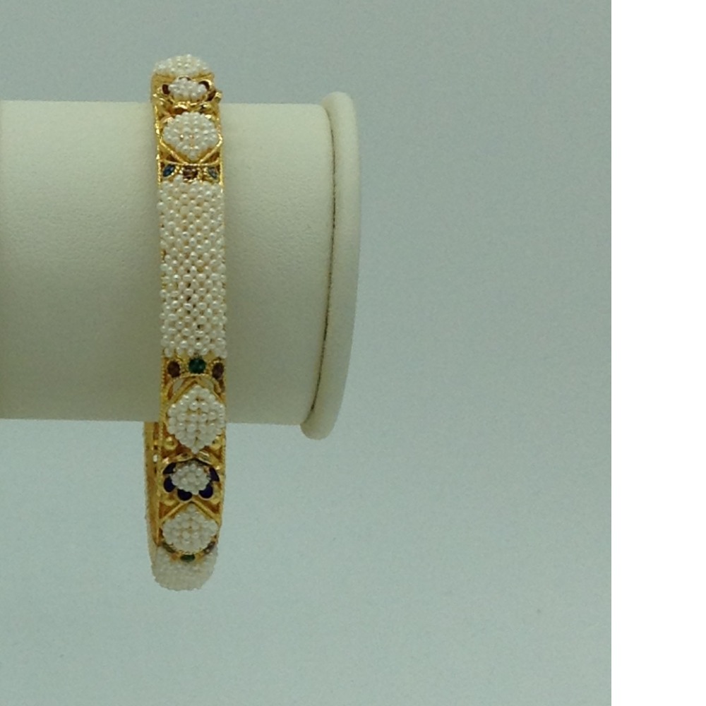 Freshwater White Khakha Seed Pearls Jali Single Bangles JBG0276