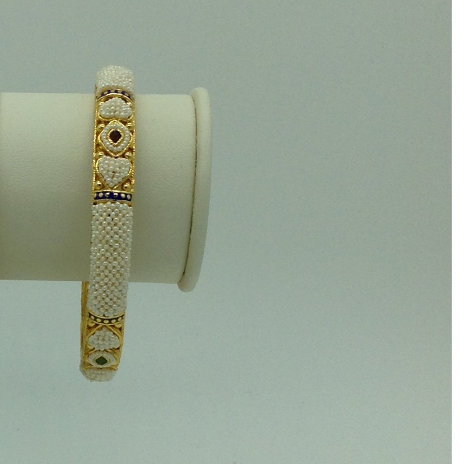 Freshwater White Khakha Seed Pearls Jali Single Bangles JBG0275