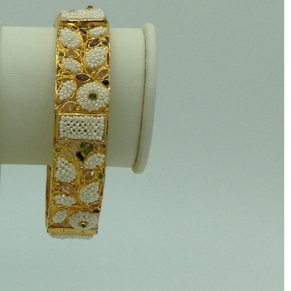 Freshwater White Khakha Seed Pearls Jali Single Kada JBG0273