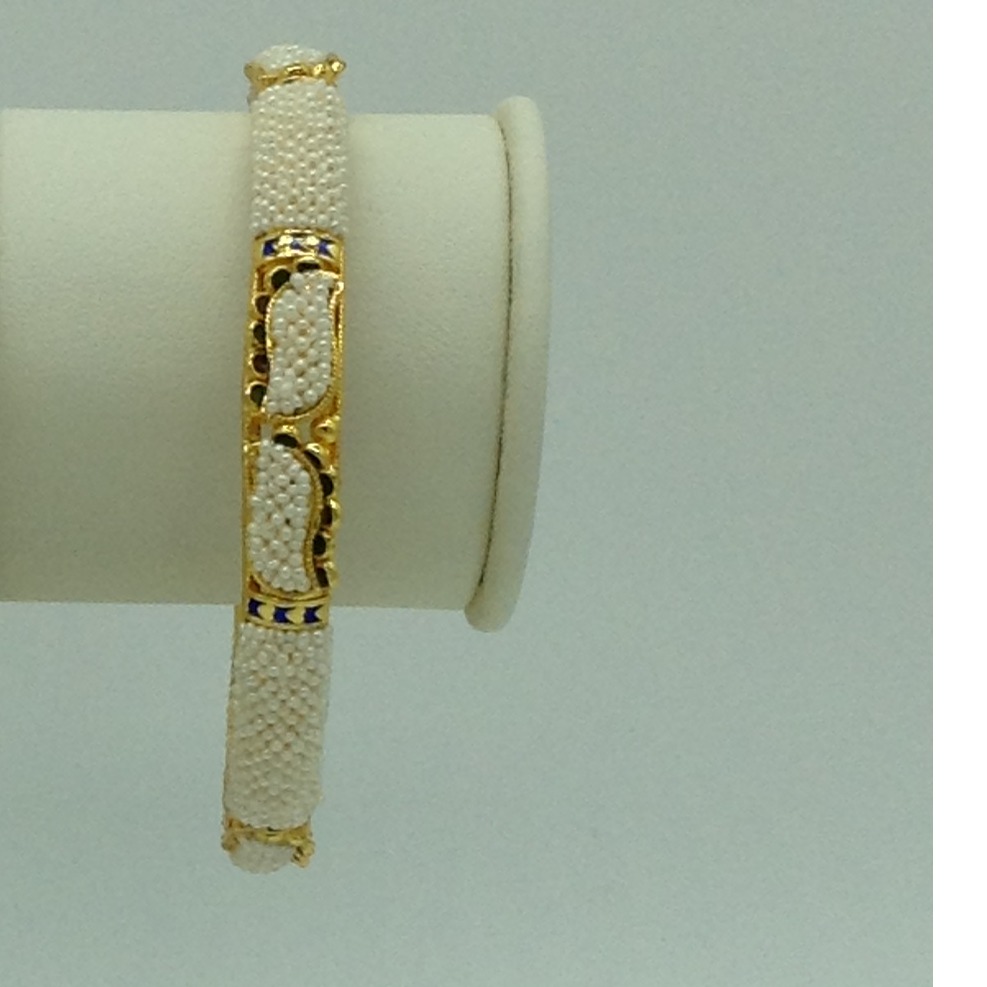 Freshwater White Khakha Seed Pearls Jali Single Bangles JBG0272
