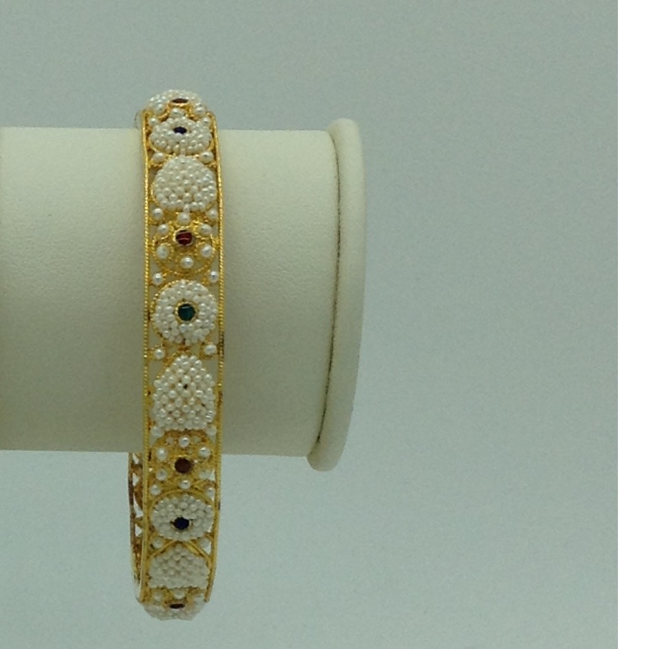 Freshwater White Khakha Seed Pearls Jali Single Bangles JBG0270