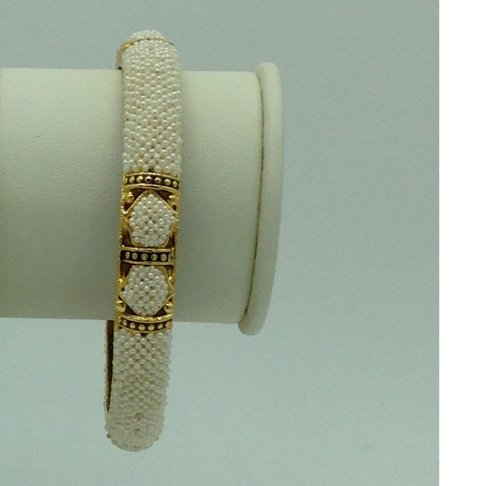 Freshwater White Khakha Seed Pearls Jali Single Bangles JBG0269