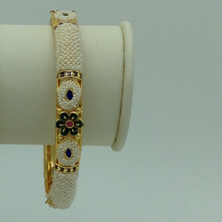 Freshwater White Khakha Seed Pearls Jali Single Bangles JBG0268