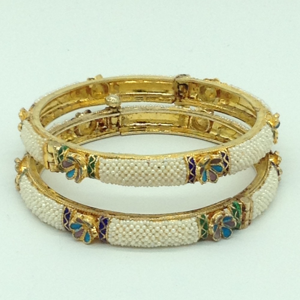 Freshwater White Khakha Seed Pearls Jali Bangles JBG0266