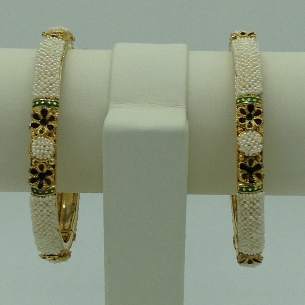 Freshwater white khakha seed pearls jali bangles jbg0264