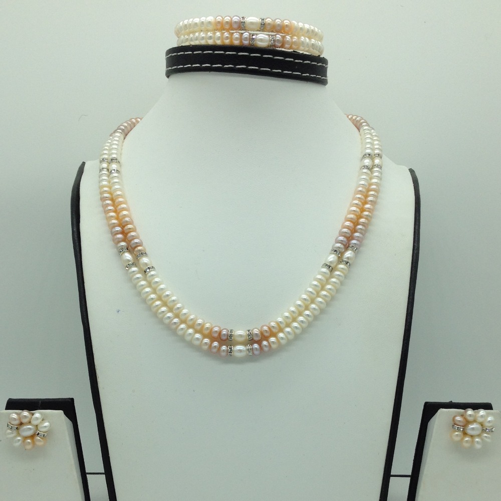 Freshwater Multicolour Flat Shaded 2 Lines Pearls Full Set JPP1081