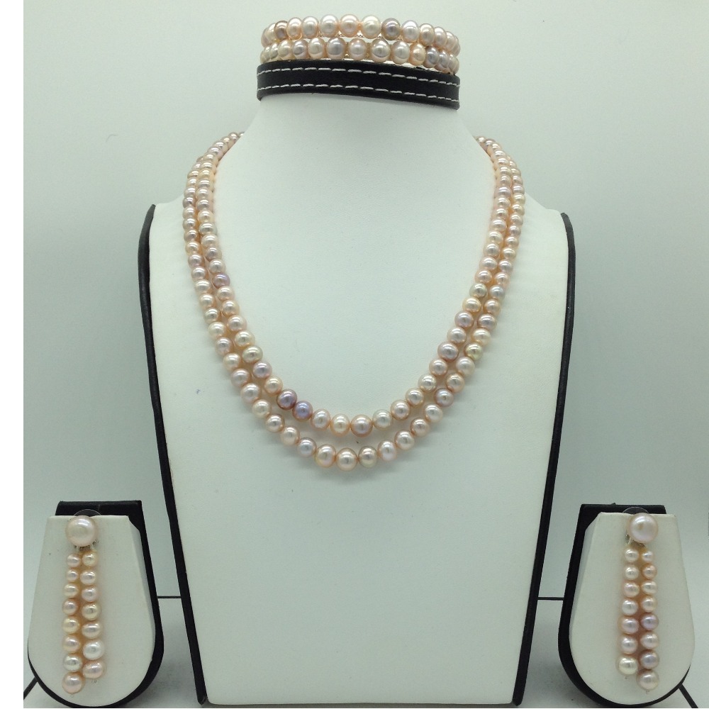 Freshwater Pink Round Graded 2 Lines Pearls Full Set JPP1080