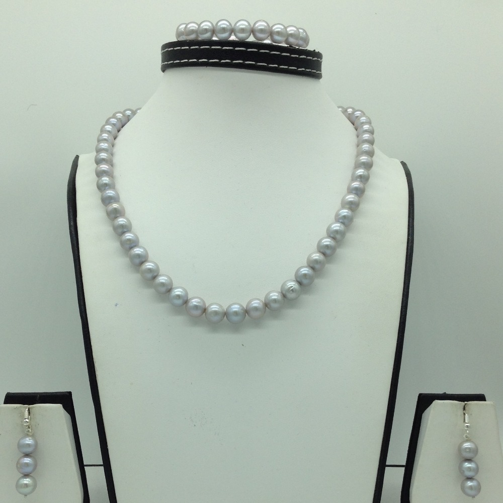 Freshwater Steel Grey Round 1 Lines Pearls Full Set JPP1071