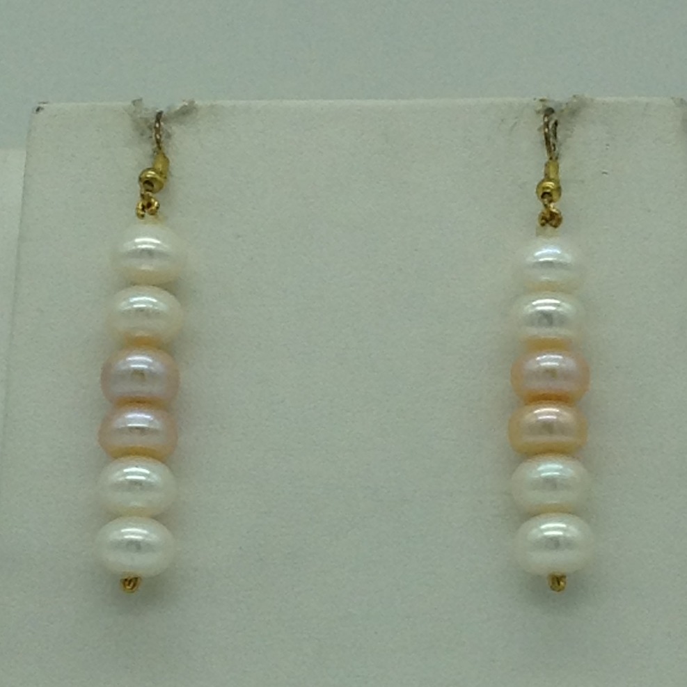 Freshwater Pink and White Flat Pearls Necklace Set JPP1070