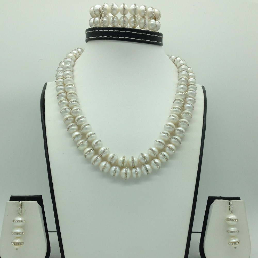 Freshwater White Jhilmil 2 Lines Pearls Full Set JPP1066