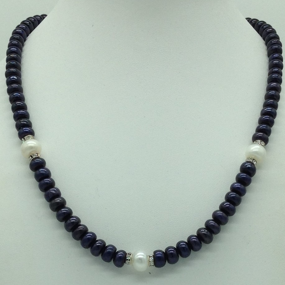 Freshwater Black and White Flat Pearls Necklace Set JPP1065