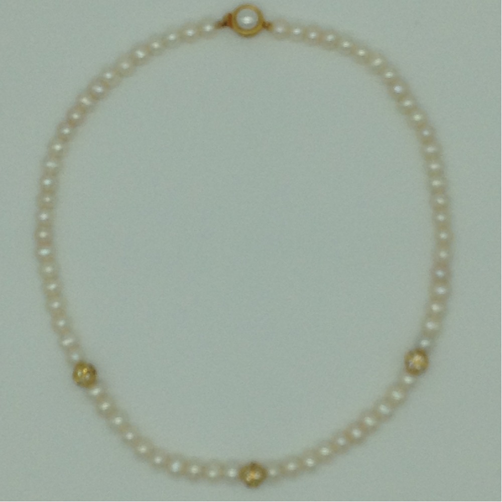 Freshwater White Potato Pearls And CZ Balls Necklace Set JPP1064