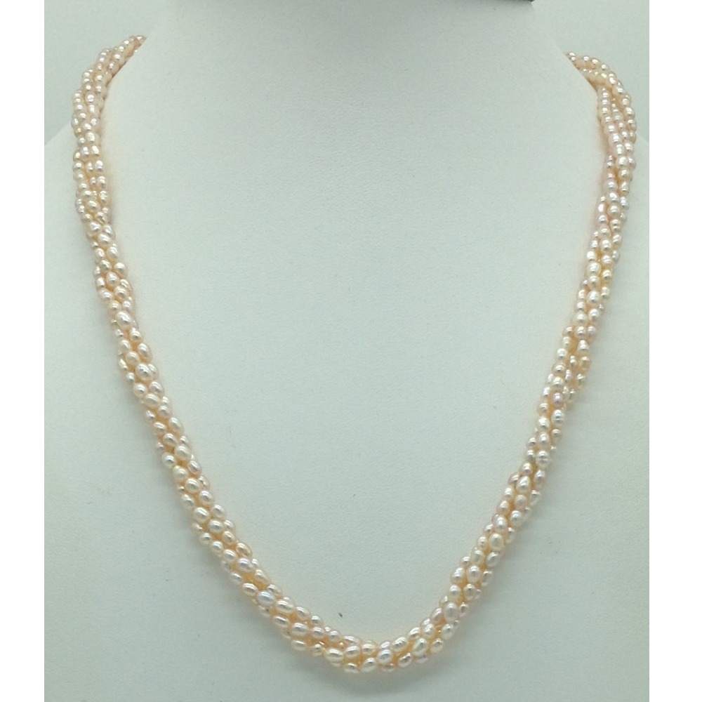 Freshwater Pink Rice 4 Lines Pearls Twisted Full Set JPP1060