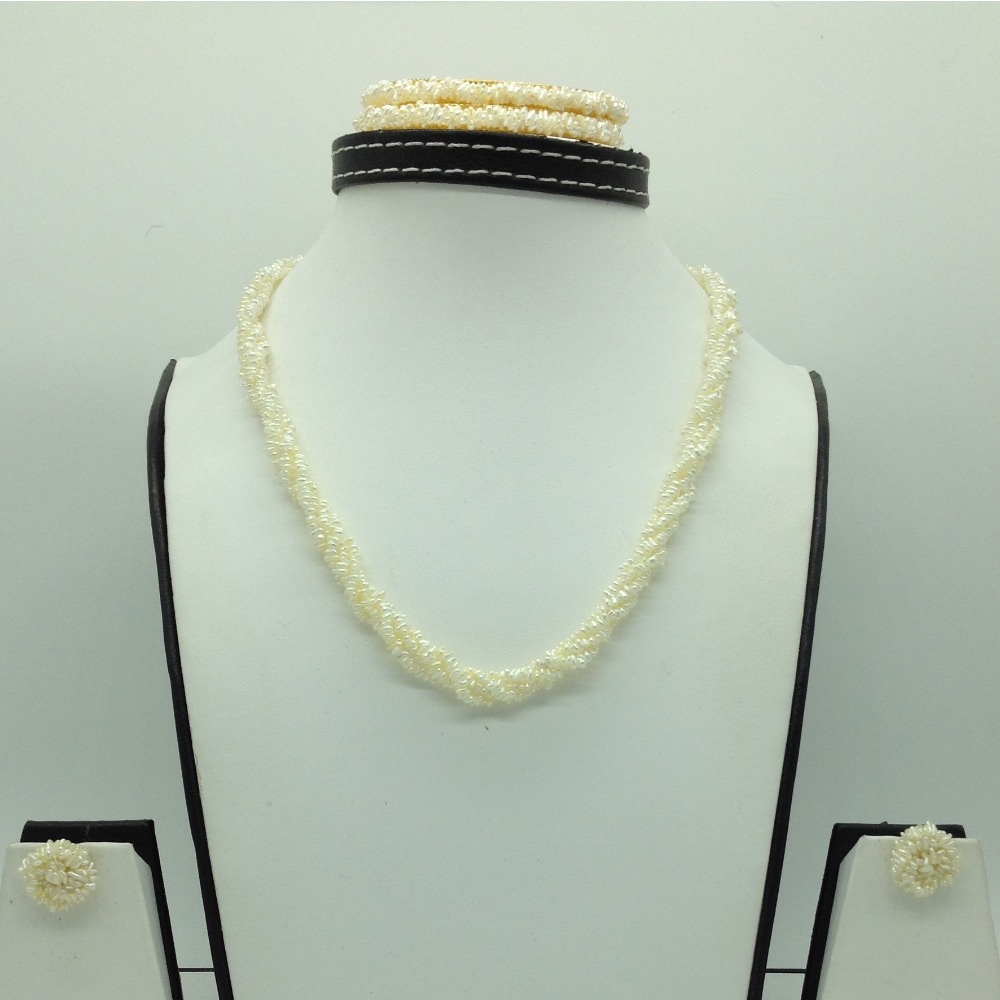 Seawater white kc flower 4 lines pearls twisted full set jpp1059