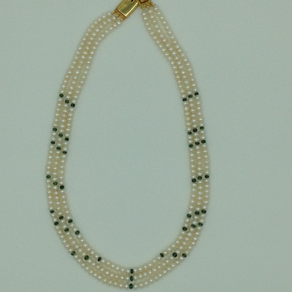 Freshwater White Flat 3 Lines Pearls Combination Full Set JPP1058