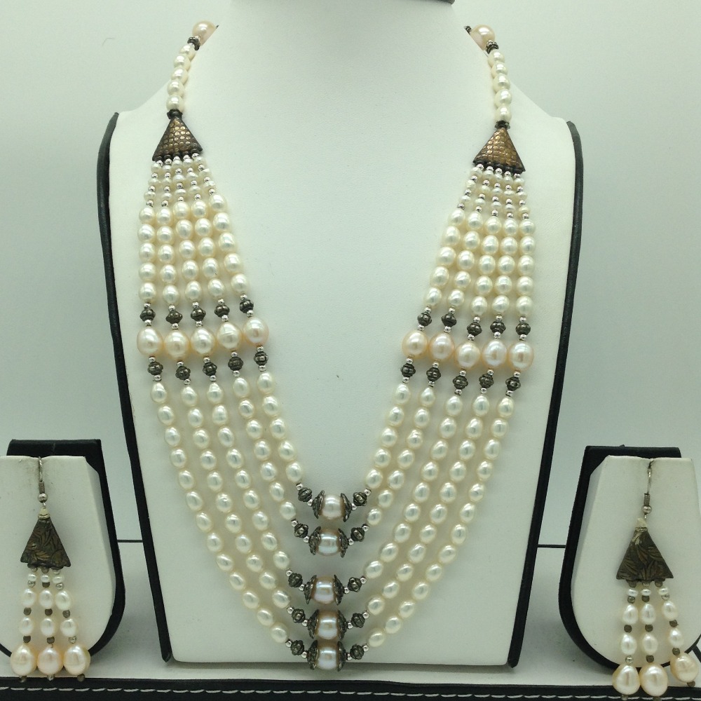 Freshwater Multicolour Oval 5 Lines Pearls Combination Set JPP1049