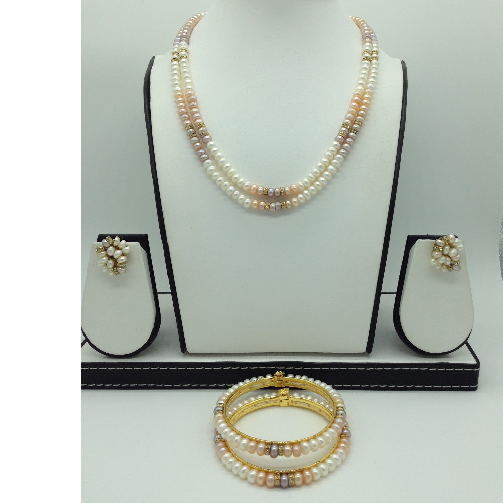Freshwater Multicolour Flat Shaded 2 Lines Pearls Full Set JPP1048