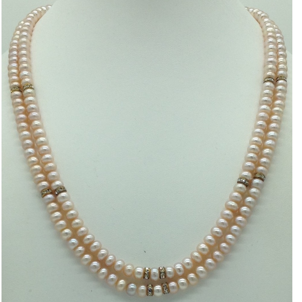 Freshwater Pink Flat 2 Lines Pearls Full Set JPP1044