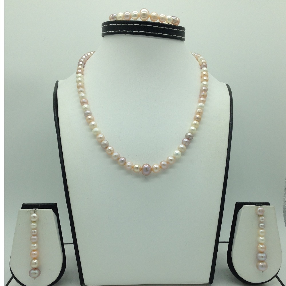 Freshwater Round Graded Shaded 1 Lines Pearls Full Set JPP1041