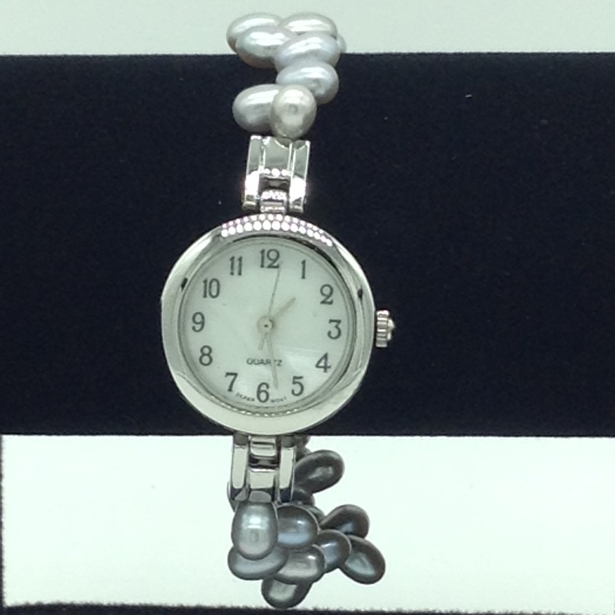 Freshwater Grey Oval ZigZag Pearls 1 Layers Watch JBG0258