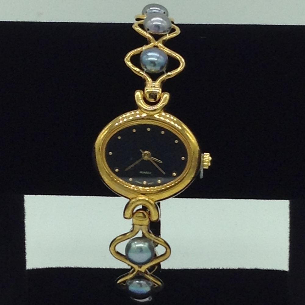 Freshwater Grey Button Pearls Wave Pattern Designer Watch JBG0256