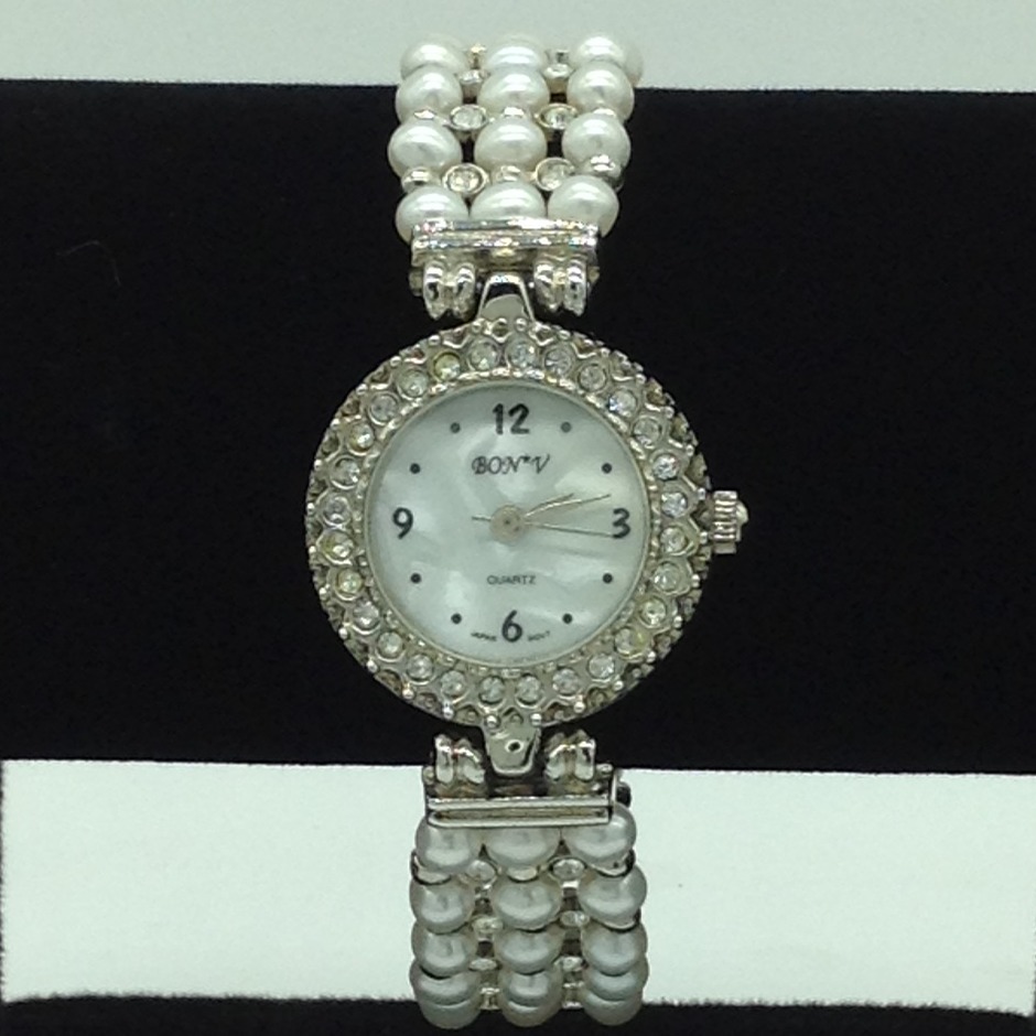 Freshwater White Round Pearls 3 Layers Watch JBG0246