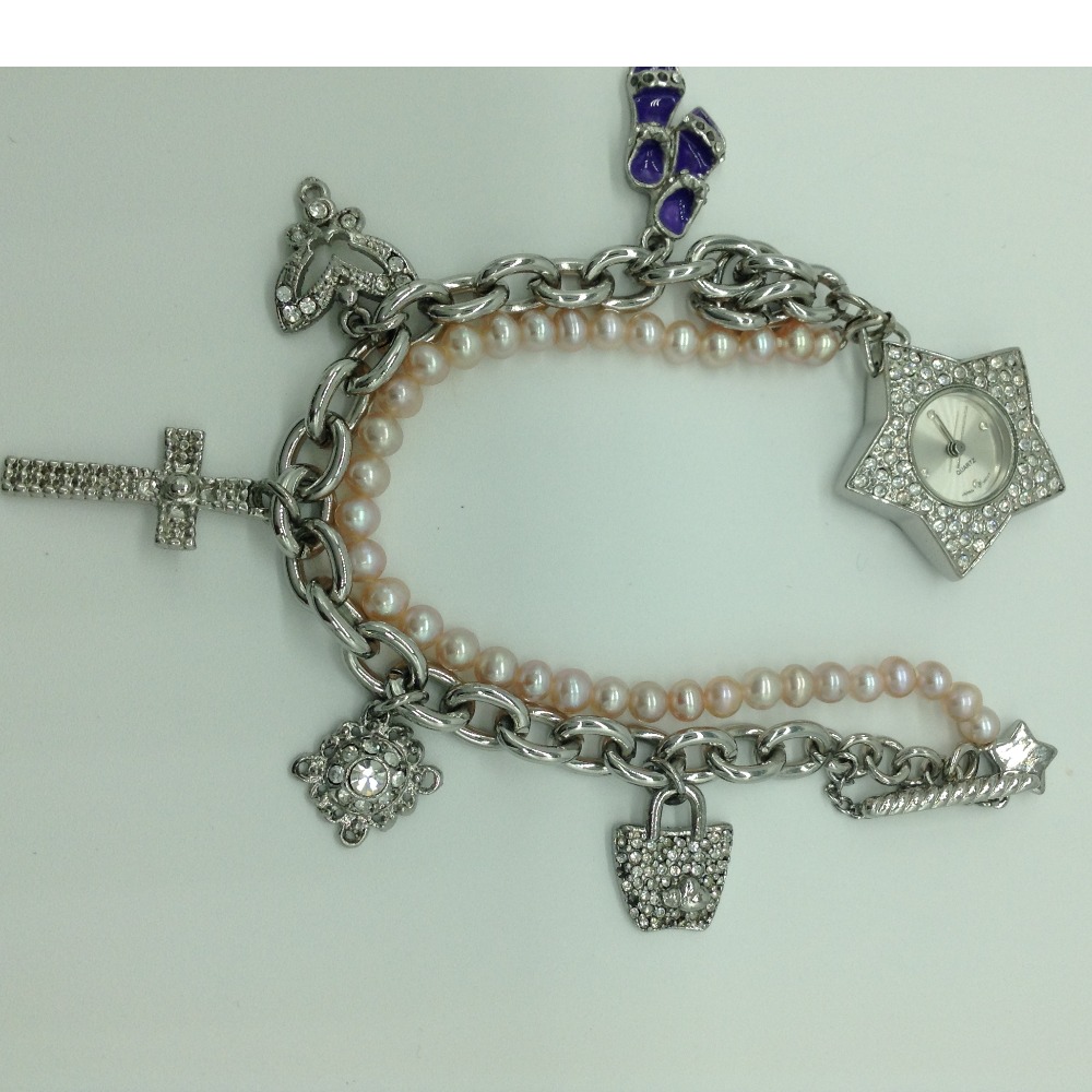 Freshwater Pink Round Pearls Charms Watch JBG0244