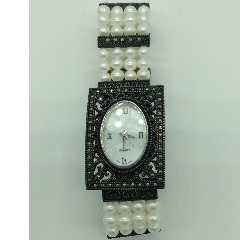 Freshwater White Round Pearls 4 Layers Antique Watch JBG0243