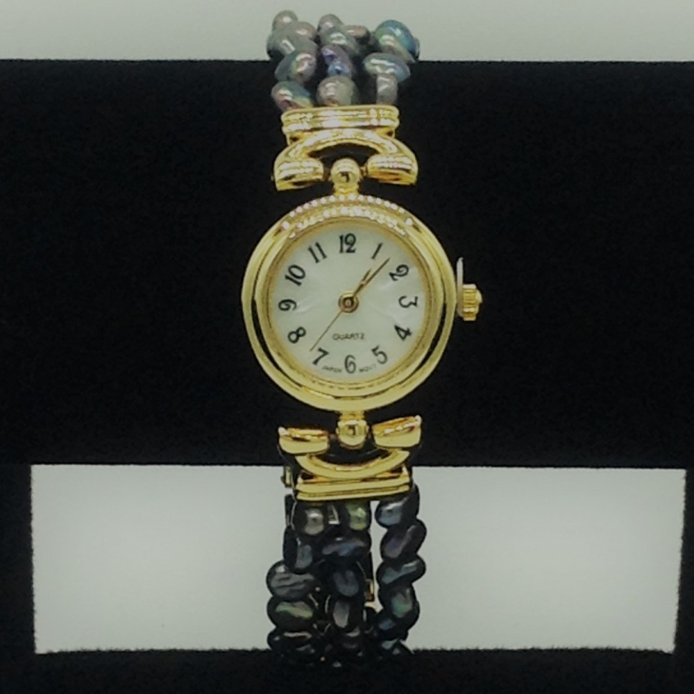 Freshwater Black Kudkal Pearls 3 Layers Designer Watch JBG0234