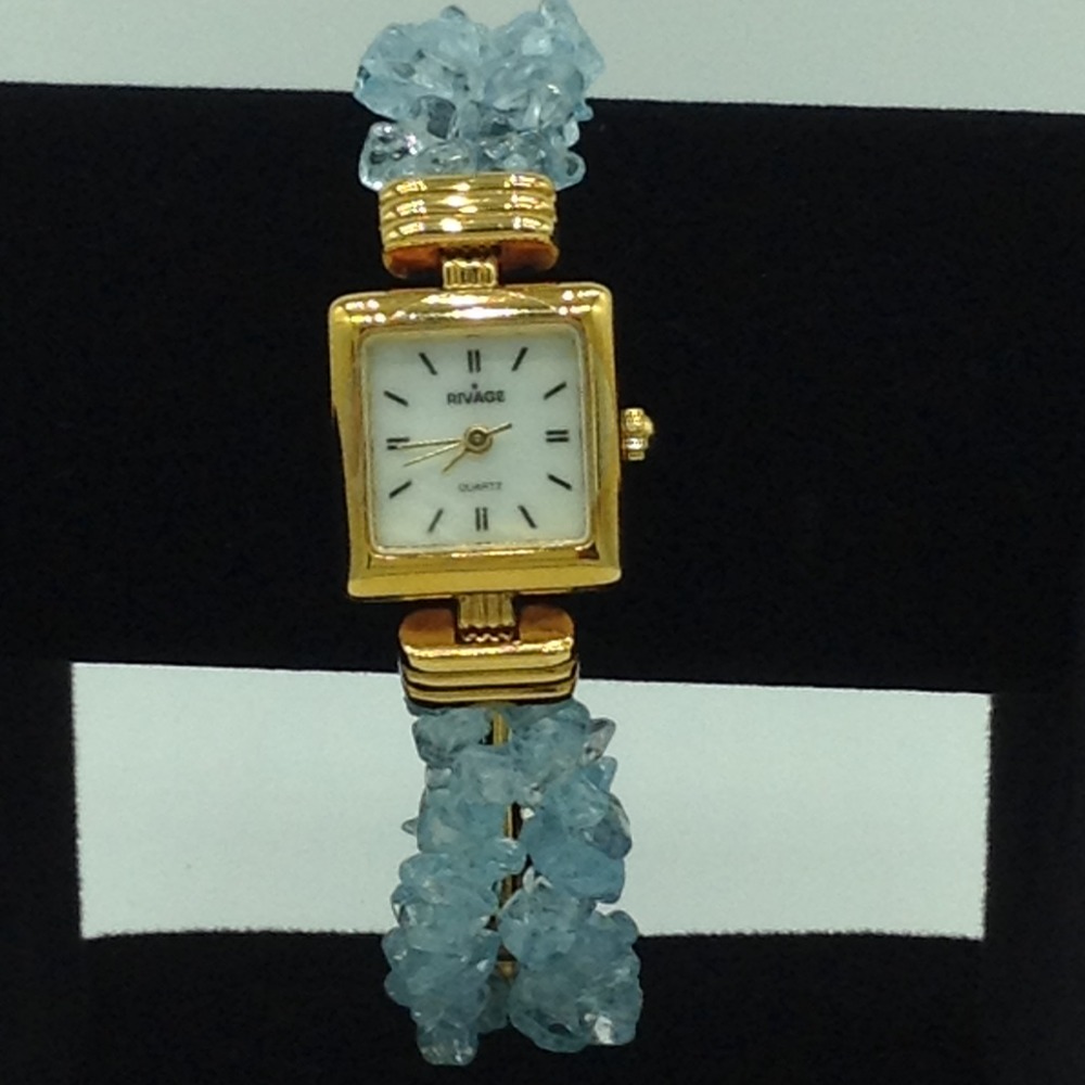 Aquamarine chips beeds 2 layers watch jbg0217