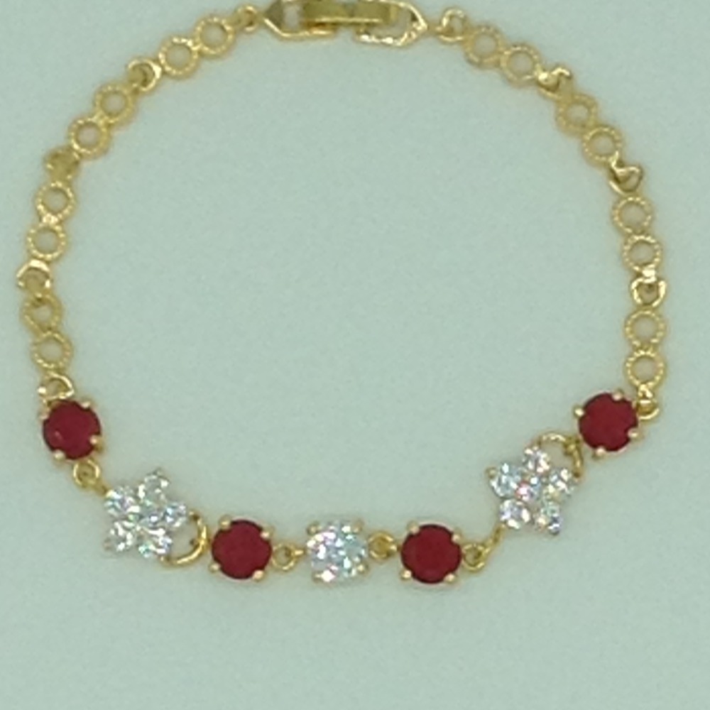 White And Red CZ Golden Alloy Chain Bracelet JBG0205