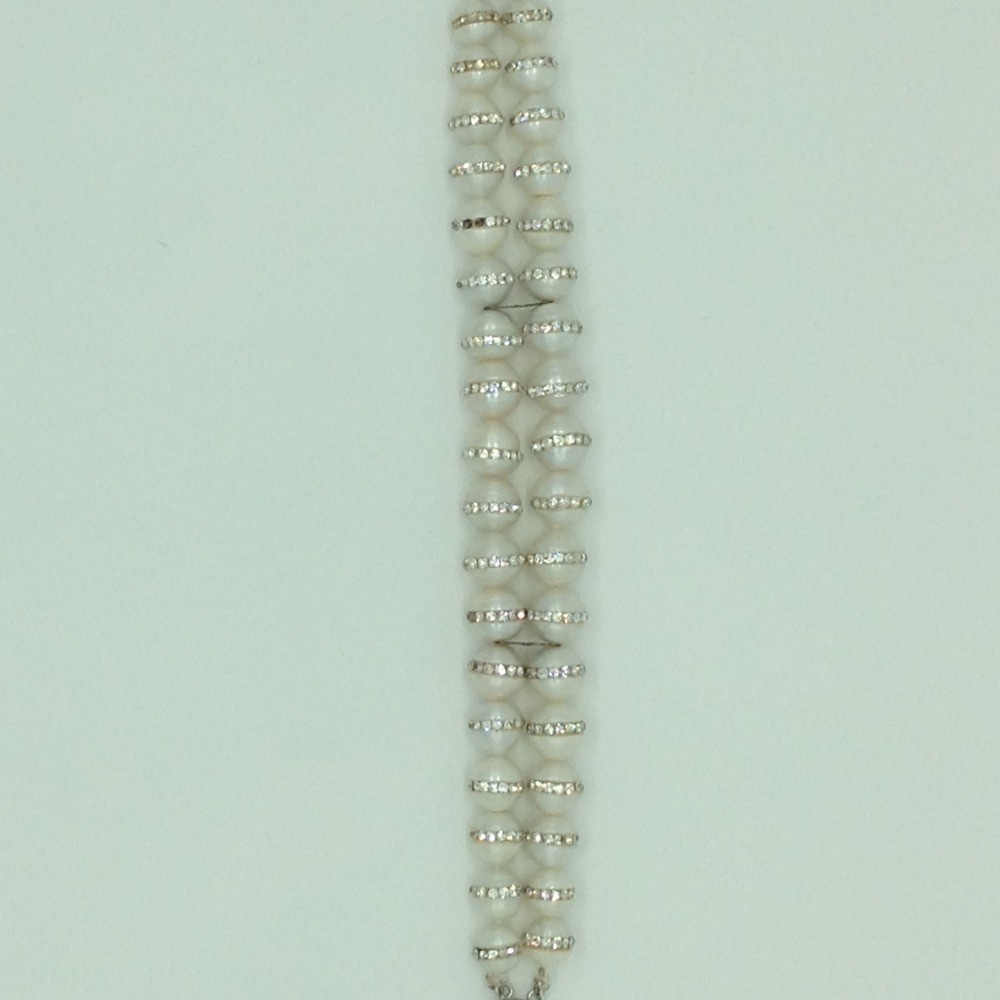 White Round Jagmag Pearls 2 Layers Bracelet JBG0196