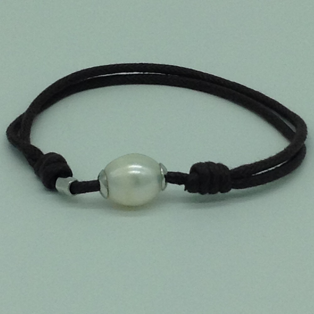 White Oval Pearls Thread Bracelet JBG0177