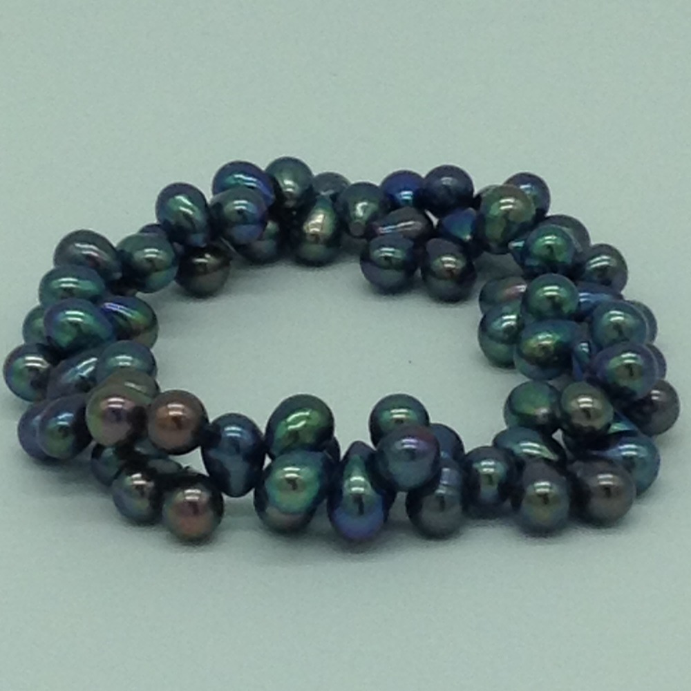 Grey Drop Pearls 2 Layer Elastic Bracelet JBG0164