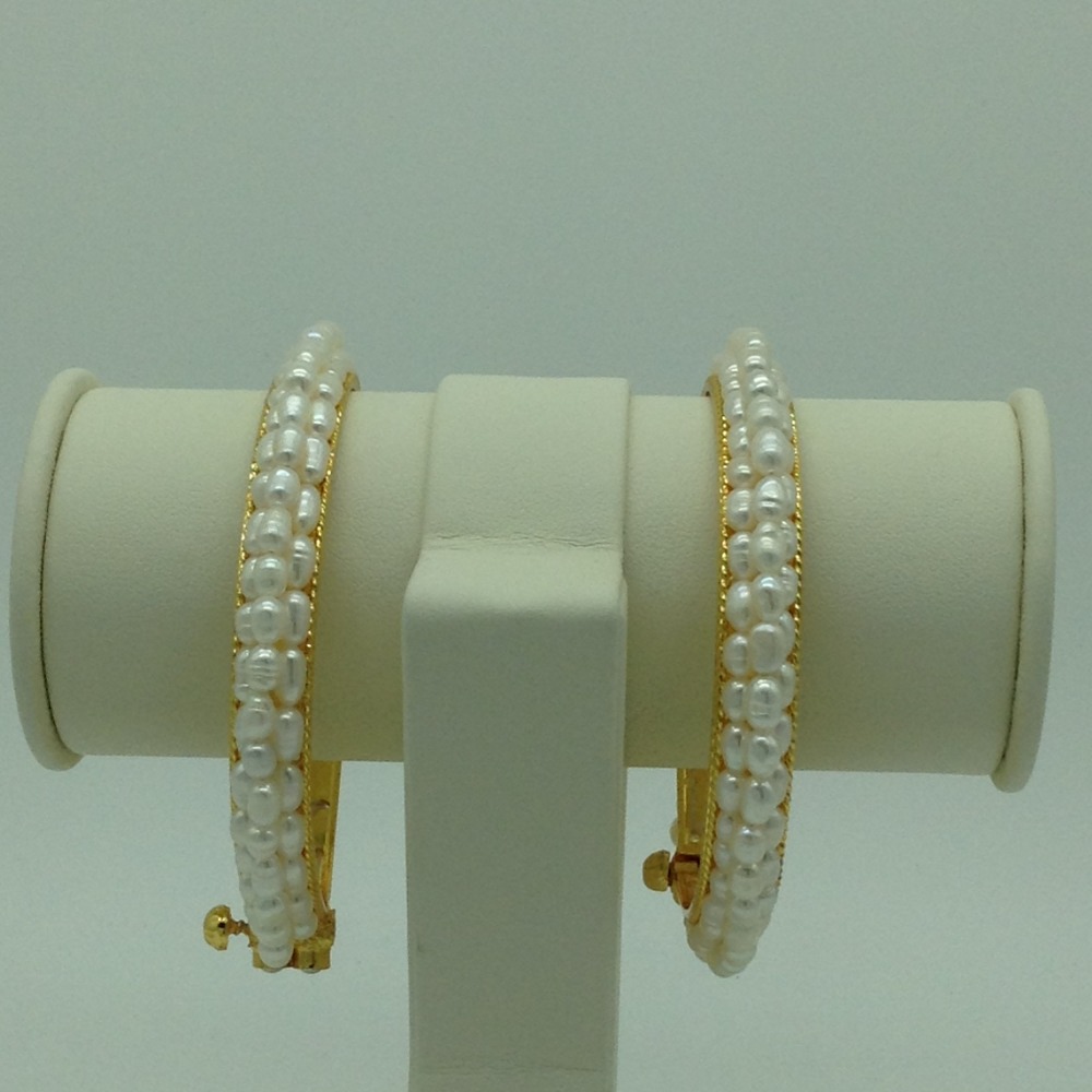 White Rice Pearls 3 Layers Bangles JBG0088