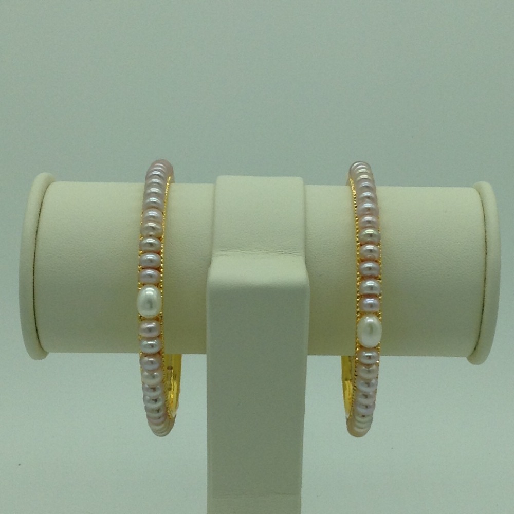 Pink And White Pearls Bangles JBG0082