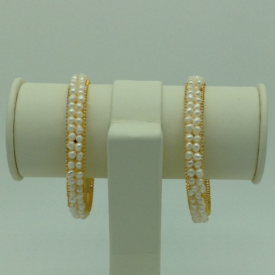 White Seed Pearls 2 Layers AC Bangles JBG0080