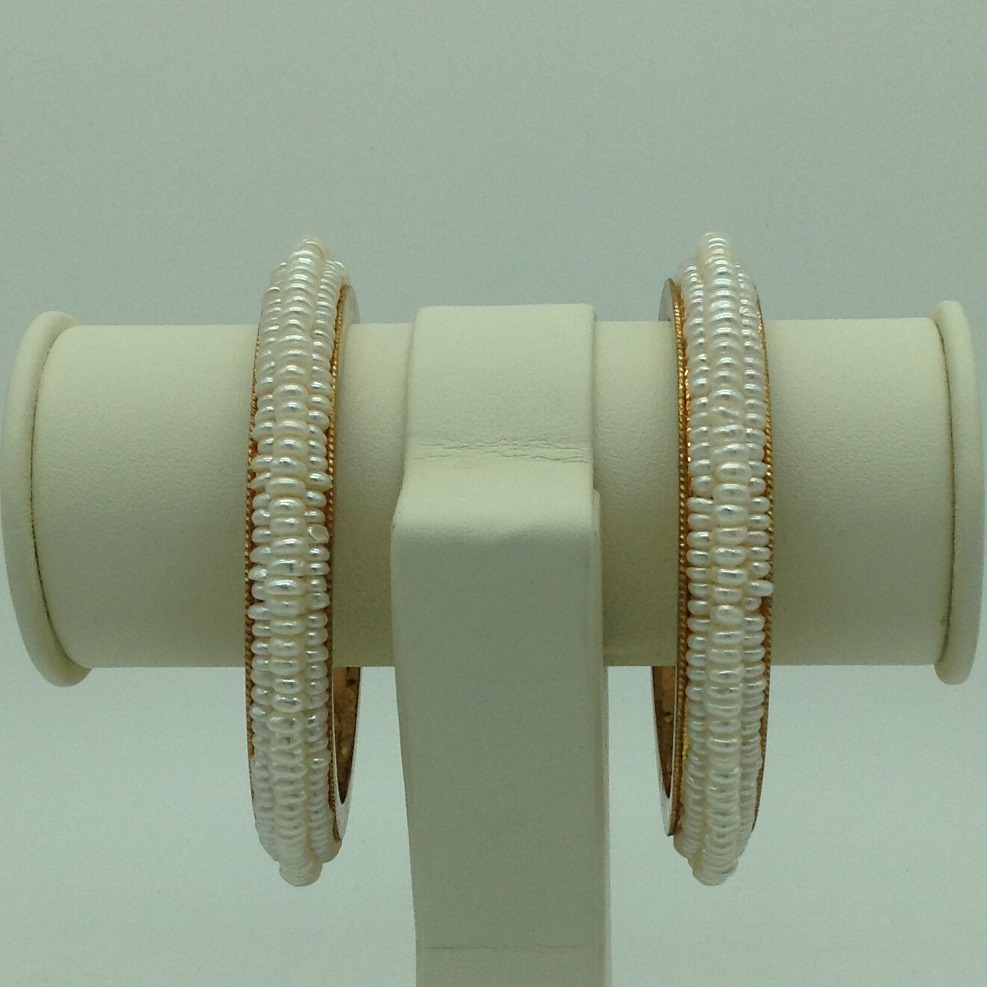 White Flat Pearls 3 Layers Bangles JBG0075