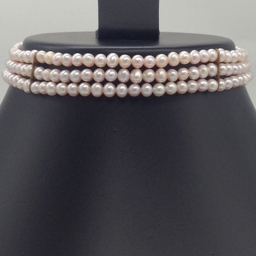 Freshwater Pink Potato Pearls 3 Layers Choker JPM0355
