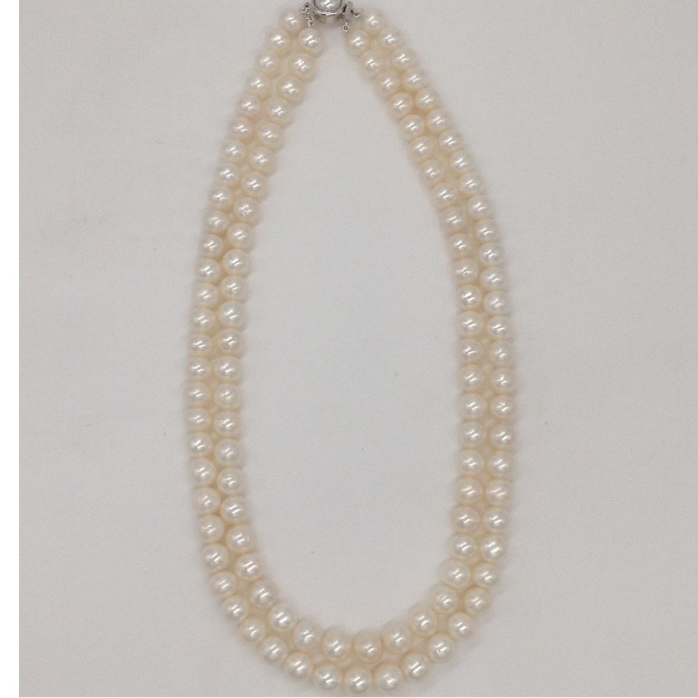White Round Graded Pearls 2 Layers Necklace JPM0336