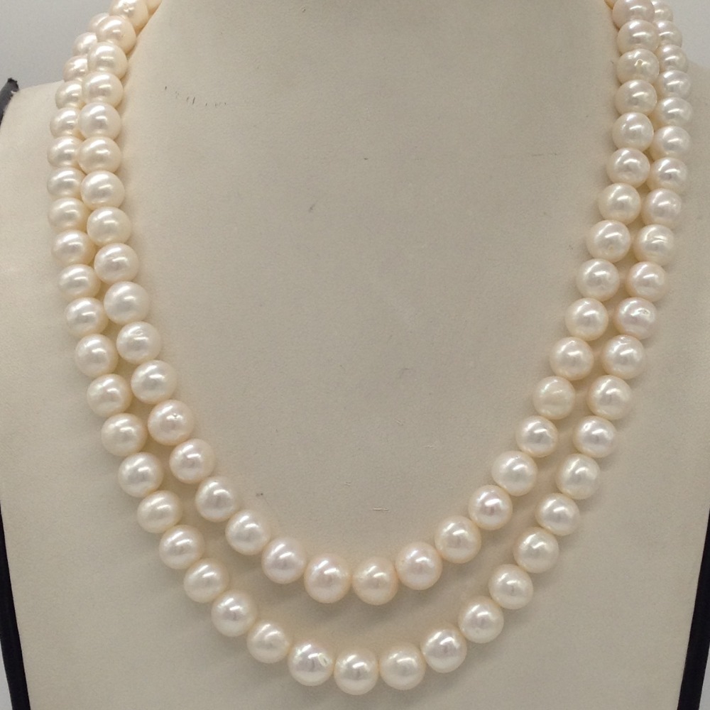 White Round Graded Pearls 2 Layers Necklace JPM0336