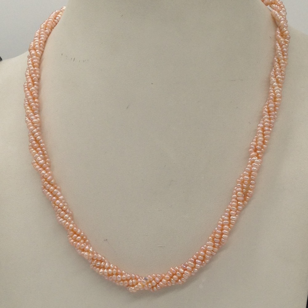 Orange Seed Pearls 4 Layers Twisted Necklace JPM0333