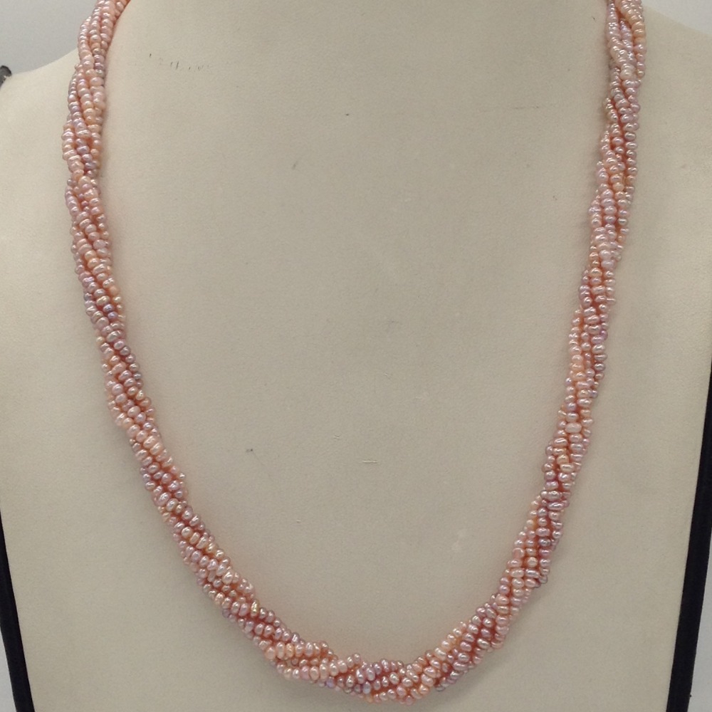 Pink Seed Pearls 5 Layers Twisted Necklace JPM0332