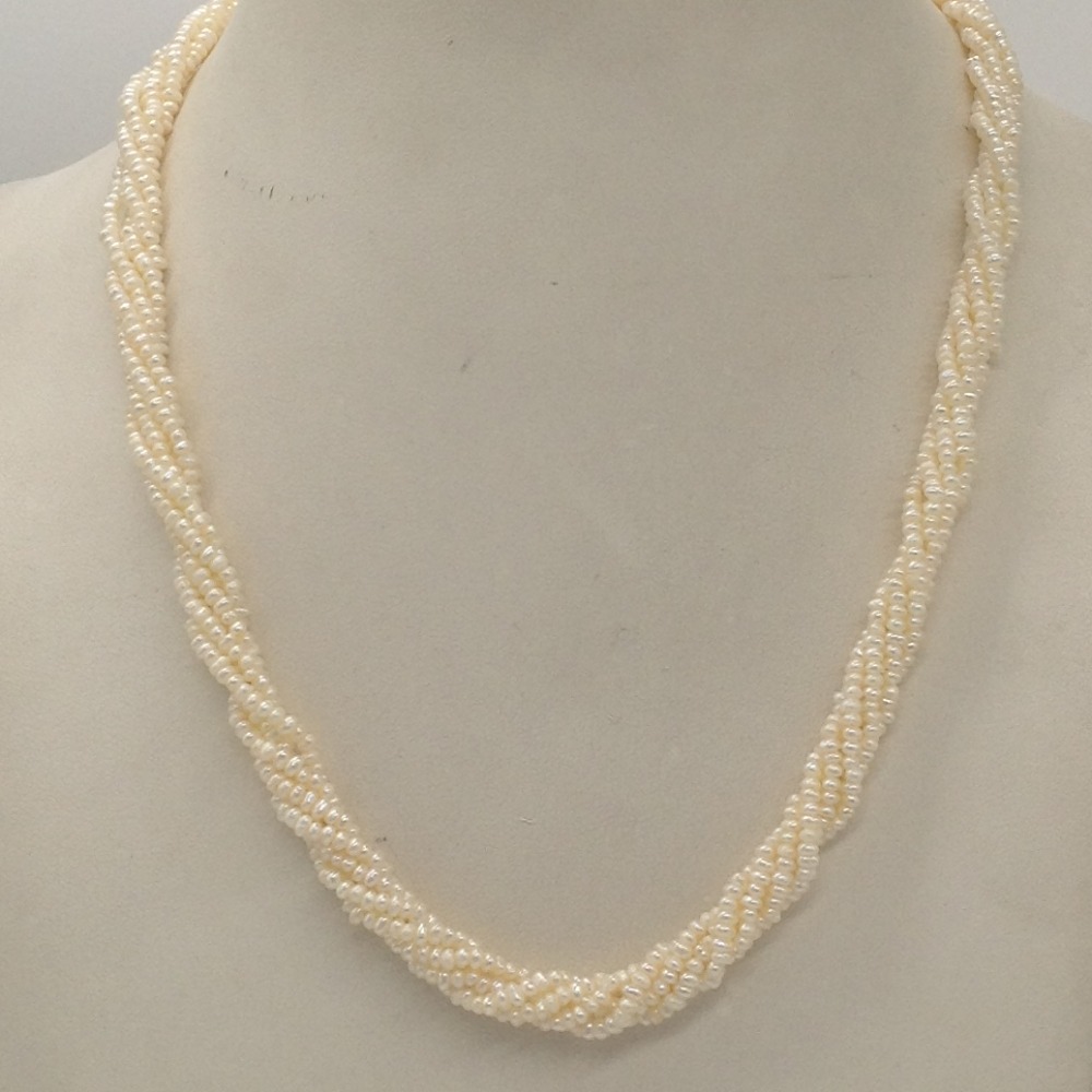 White Seed Pearls 5 Layers Twisted Necklace JPM0327