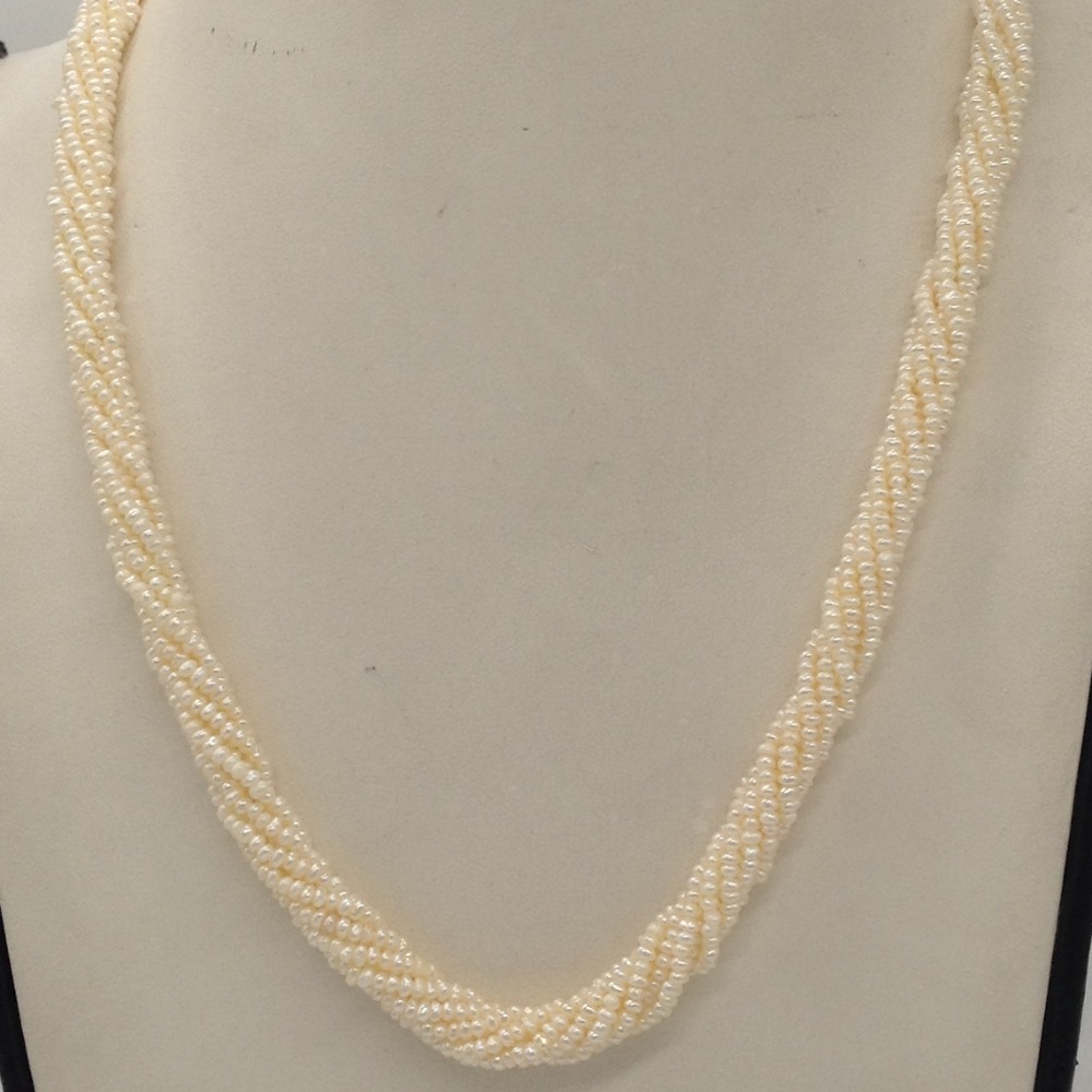 White Seed Pearls 7 Layers Twisted Necklace JPM0326