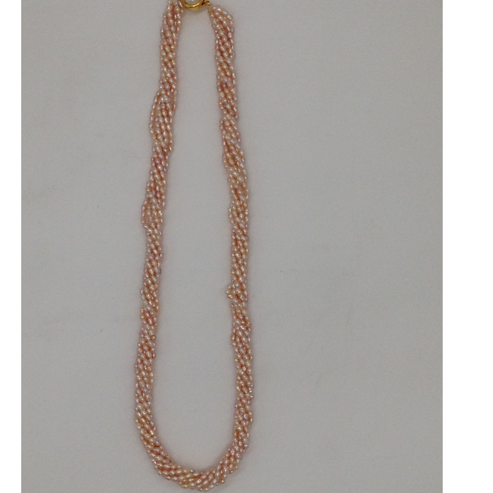 Pink Rice Pearls 7 Layers Twisted Necklace JPM0321