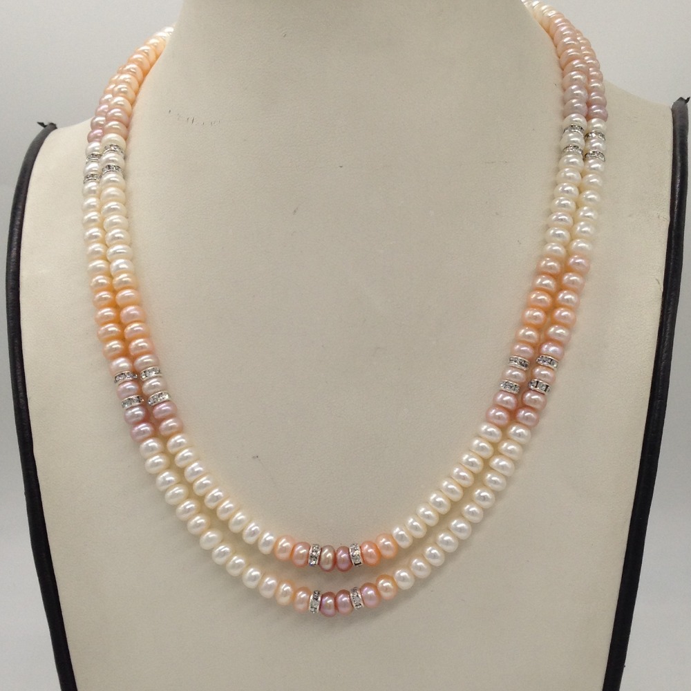 Multicoloured Shaded Flat Pearls Necklace With CZ Chakri JPM0317