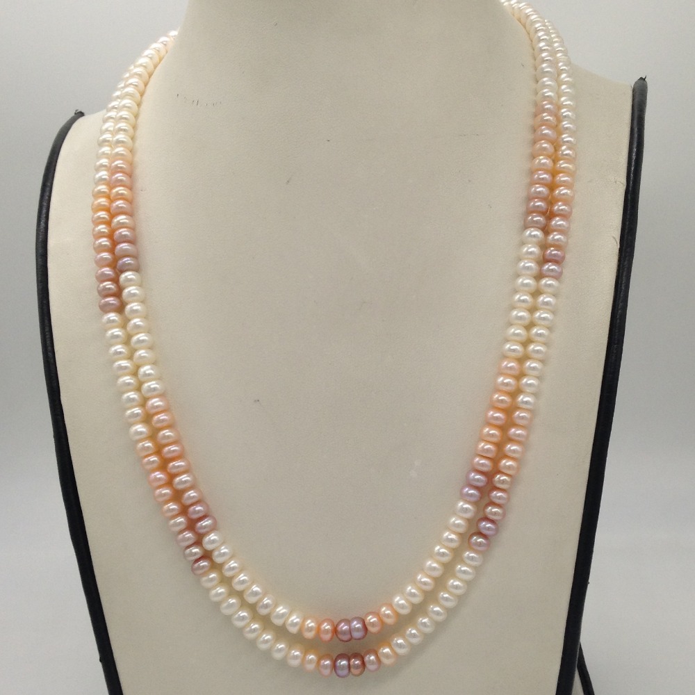 Multicoloured Shaded Flat Pearls 2 Layers Necklace JPM0315