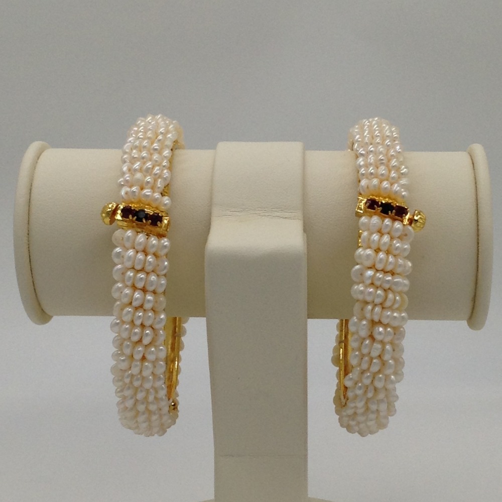 White Flat Pearls 5 Layers Baldar Bangles JBG0062