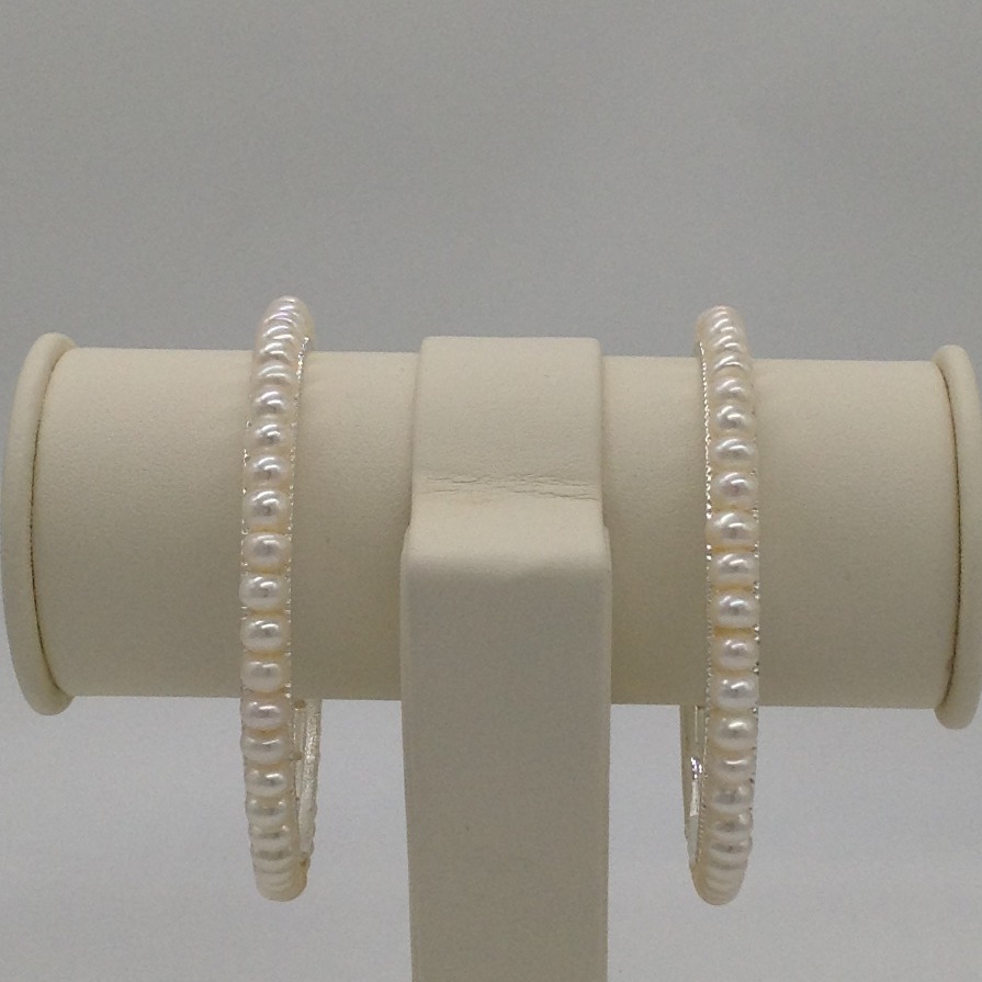 White Flat Pearls Bangles JBG0057